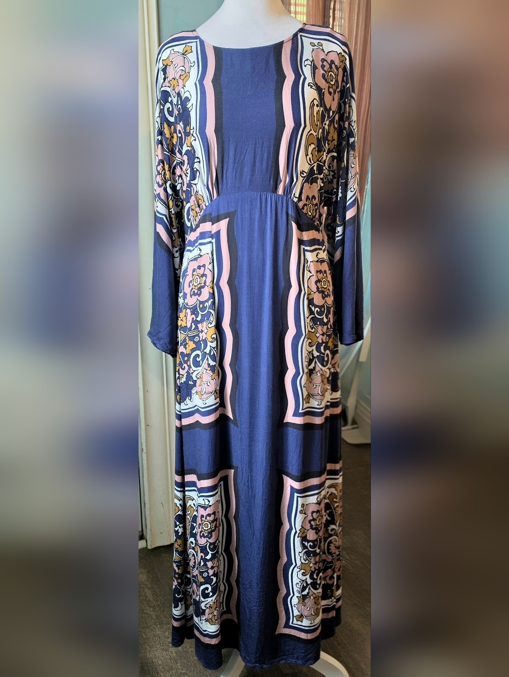 Cleobella Falling Fawn Ankle Maxi Dress in Floral Anise Women's M Blue Pink Boho - Picture 2 of 15